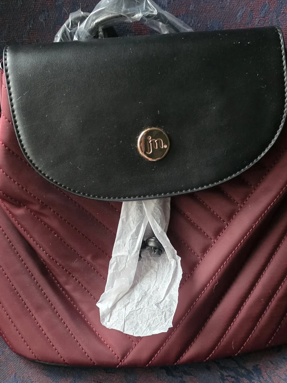 Jessica Moore - Quilted Burgundy & Black Women's Backpack